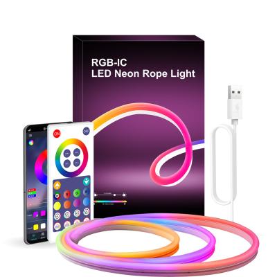 China Indoor RGB+IC LED Neon Rope Light with Smart Music Sync App 16 Million Colors DIY Works with Alexa Google Assistant Neon Lights 10ft/3m for sale