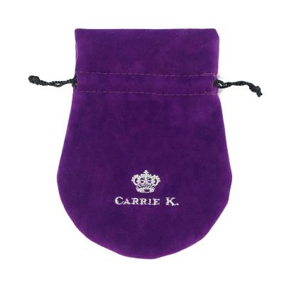 China Wholesale High Quality Round Drawstring Jewelry Bag Purple Velvet Bottom Pouch Recyclable for sale