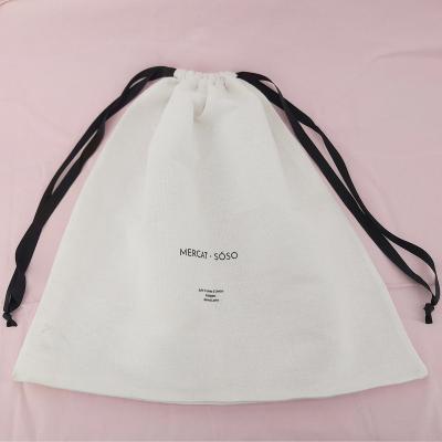 China Recyclable Custom Logo Gift Canvas Cotton Handbag Shoe Dust Drawstring Bag for sale