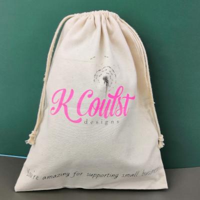 China Recyclable Eco Friendly Recycled Organic Cotton Drawstring Bag With Logo for sale