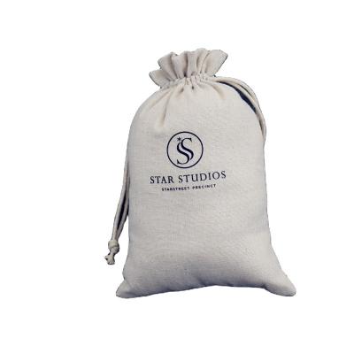 China Large Recyclable Organic Cotton Bag Pouch With Custom Printed Logo for sale