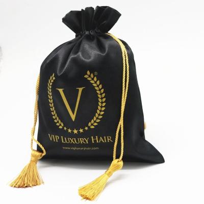 China High Quality Custom Gift Satin Hair Wrapping Gift Bags Drawstring Pouch For Bundles for sale