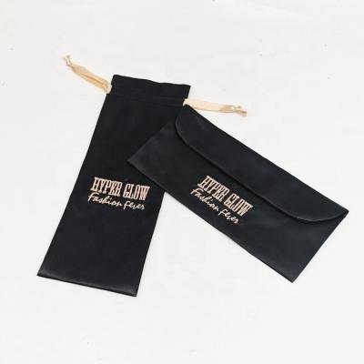 China Durable Drawstring Gift Pouch Fin Sunglasses Satin Envelope Dust Bag With Logo for sale