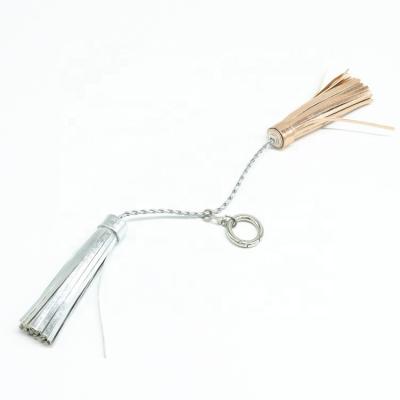 China High Quality Silver Leather Curtain Rope Tassel Key Chain Wholesale for sale