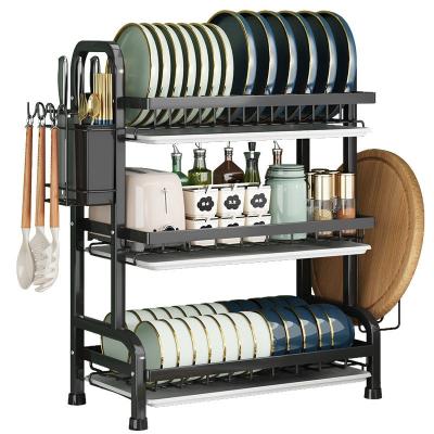 China Foldable Kitchen Stainless Steel Metal Dish Drain Rack Storage Rack Household Kitchen Supplies Storage Rack for sale