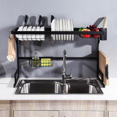 China Factory Sale 65cm Kitchen Multifunctional Kitchen Shelves Storage Steel Rack Over Sink Drainer Shelf Dish Drying Rack for sale