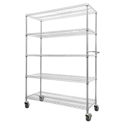 China Kitchen 60 x 18 x 72 inch 5 Layer Shelves Steel Wire Compact Removable Shelves for Household Clutter or Bulk Toy Storage Rack Carts for sale