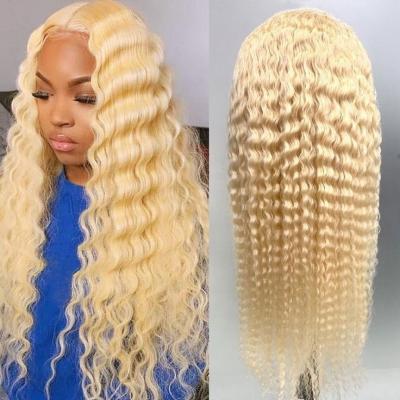 China Deep Wave 613 Lace Front Wigs 13x4 Deep Wave Lace Front Wig Transparent HD Lace Front Wigs 100% Brazilian Hair for sale