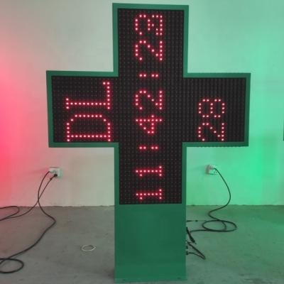 China CE RoHS 48X48pixel Two Sides Red Color Outdoor Waterproof P20 Animation Led Cross Pharmacy Sign Display for sale