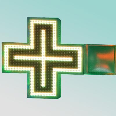 China Pharmacy Red Green Outdoor Programmable Double Sides Led Cross Sign 111.5X81X10cm P16mm 48*48pixel for sale