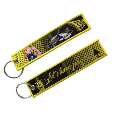 China Two Sides Sale Singapore Key Chain High Quality Hot Custom Woven Fast Delivery China Factory for sale