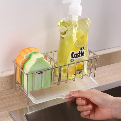 China Sustainable 304 Stainless Steel Multifunctional Sponge Rack Kitchen Sink Drainage Rack for sale