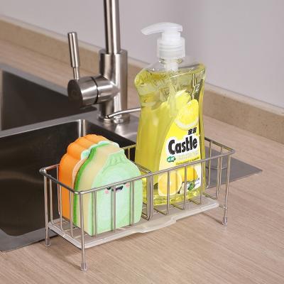 China Sustainable High Quality Sink Rack Sponge Rack 304 Stainless Steel Kitchen Above Sink Drain Rack for sale