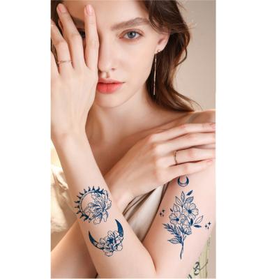 China Japanese Temporary Color Blue Beauty Water Proof Water Transfer Water Proof Woman And Flower Long Lasting Tattoo for sale