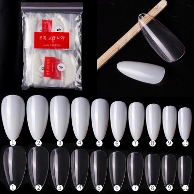 China Hot sale design nail tips, transparent nails, treble nails, long water droplets, almond nails, full stickers, long treble nails for sale