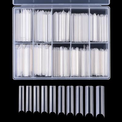 China French Label 400pcs Full Cover False Tips Long Ballerina Coffin Form Artificial Press On Nails Gel French Acrylic Set OEM for sale