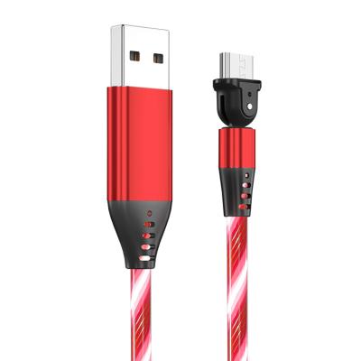 China Wholesale Fast Charging Flame Data Cable USB Cable Light Flowing Phone Accessories Cable USB Led Data Rotating 180 Degree Micro Cable for sale