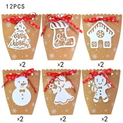 China Recyclable 12 Pcs/Pack Paper Boxes Christmas Snowflake Christmas Food Gift Packing Box for sale