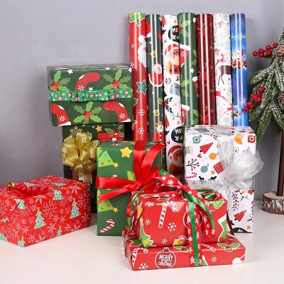 China Recycled Materials Wholesales Beautiful Custom Roll Gift Box Christmas Style Wrapping Paper for sale