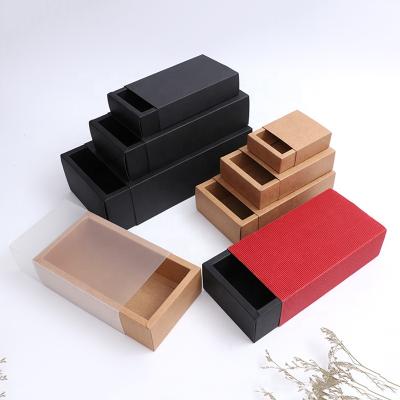 China Recycled Materials Wholesale Custom Paper Drawer Box Paper Gift Packaging Box With Clear Windows for sale