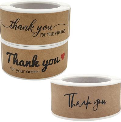 China Kraft Paper Long Cowhide Thank You Sticker Express Thanksgiving Parcel Decoration Label for sale