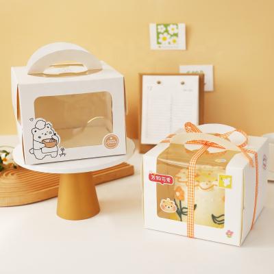 China Recycled Materials 4 Inch Cartoon Birthday Cake Box Melaleuca Mousse Fruit Cake Packaging Boxes for sale