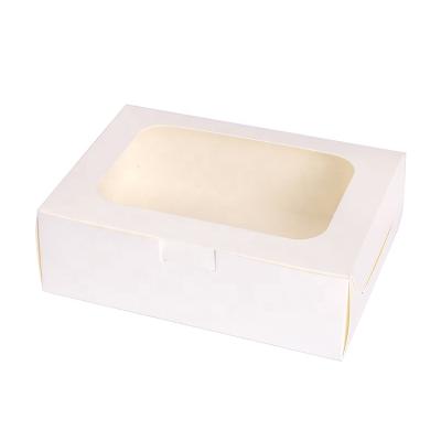 China Recyclable Dessert Cake Pastry Packaging Box With Window White Cake Box Muffin Cake Box for sale