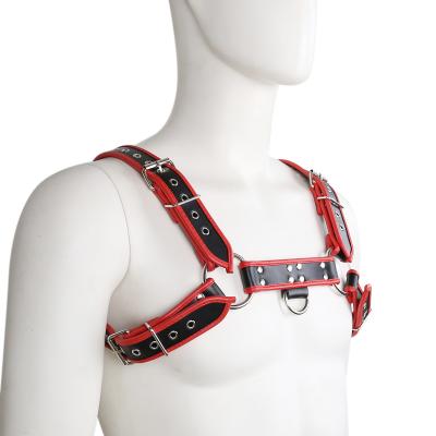 China Erotic Sexy Play Leather Harness For Men BDSM Cloth Sex Toys Leather Adjustable Body Harness Bondage Bondage Gear Dog H Front Chest Harness For Gay Men for sale