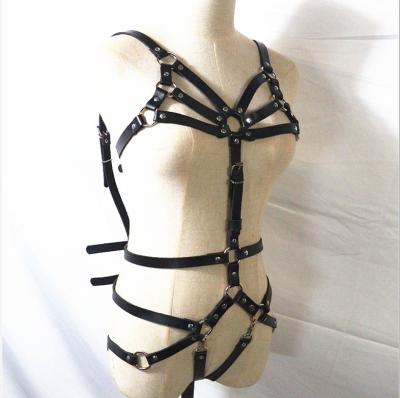 China Erotic Sexy Body Harness Adjustable Bondage Game Fetish Sex Toys Buckles Belt Clubwear Costume PU Leather Body Chest Bondage Harness for sale