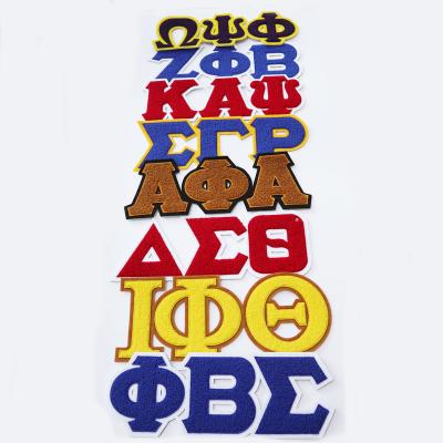 China Viable All Groups Sorority Chenille Patches Custom Embroidery Chenille College Greek Letter Patches Custom Chenille Greek Letters for sale