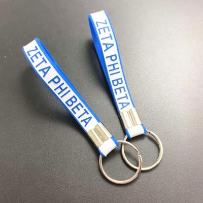 China Glow in the dark makers Logo Print Silicone Keychains 2021 Zeta Phi Beta Customized Keychain Lanyard Keyring for sale