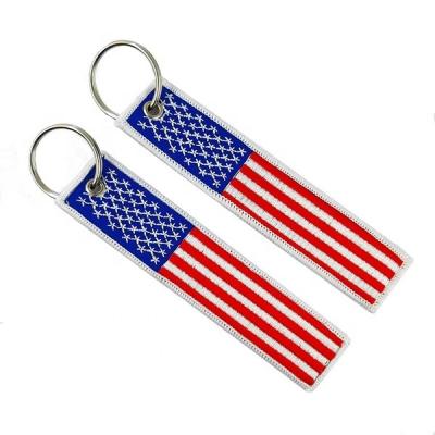 China Hot Sale Custom Designer Lanyard Keychain Blue Line American Flag Key Chain Tag Decoration Stars Flag Thin Keyring for sale