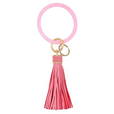 China Wholesale Romantic Silicone Wristband Bracelet Key Holder Tassel Bag Accessories Sparkle Bracelet Key Chain for sale