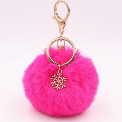 China Fasion Pom Keyring Fuzzy Pink Fur Hairy Puffball Key Chain Furball Keychains Ball Keyring Fuzzy Pink Fur for sale