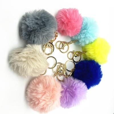 China Fasion Cute Plush Multicolor Key Chain Bags Decorative Soft Hanging Woolen Ball With Decorative Metal Snowflake for sale