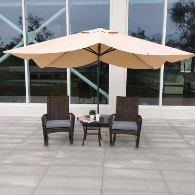 China Rattan Furniture Factory 3-Piece Minimalist Outdoor Rattan Rocking Chair for sale