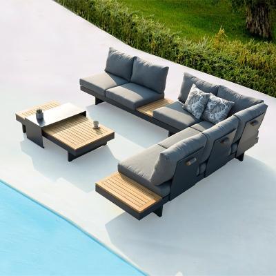 China Modern Design Furniture Hotel Patio Teak Wood Outdoor Furniture Leisure Outdoor Teak Sofa for sale