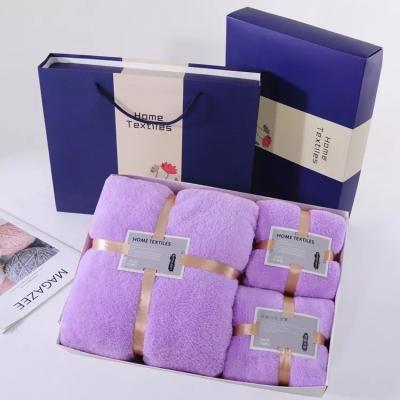 China Gift Box Child Safe Cheap Bath Towel Sets 3 Microfiber Towel 70 x 140 Bath Towel Sets for sale