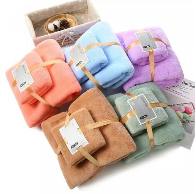 China High Quality Thick Soft Coral Fleece Towel Bath Velvet Towel Cheap Set Safe for Bath Kids for sale