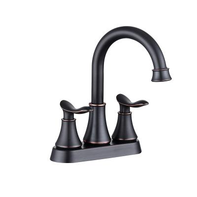 China Double Faucet Stainless Steel Hot Taps Black Brushed Mixed Water Faucet Metered Bathroom Sink Basin And Cold Basin for sale