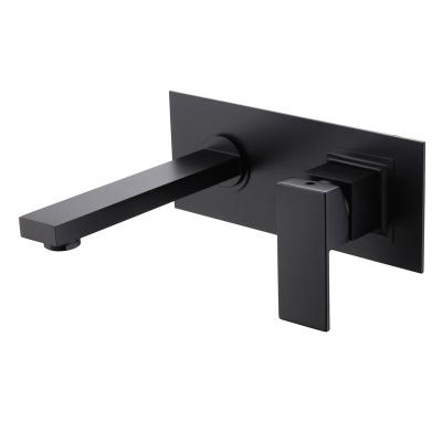 China Basin Metered Faucet Stainless Steel Cold And Hot Faucets Bathroom Hidden Basin Water Faucet Wall Mounted Black Dish In The Wall Torneira for sale