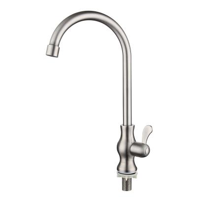 China Modern SUS304 Stainless Steel Vase Cold Hose Faucet Wash Basin Sink Kitchen Lead Free Brushed Water Faucet for sale