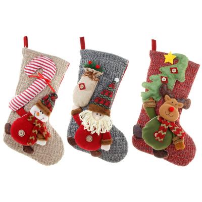 China Festival Stuff Luxury Christmas Stocking Large Gift Candy Bag Christmas Decorations for sale