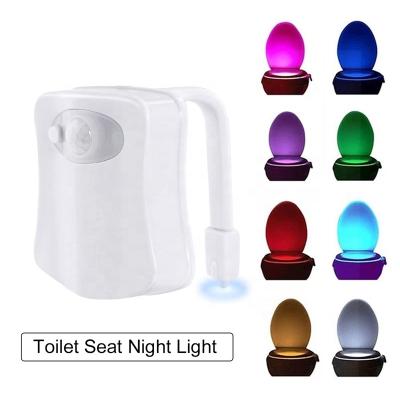 China Contemporary 8 Colors Smart Night Light Waterproof PIR Motion Sensor Toilet Seat Backlight For Toilet Bowl LED Lamp WC Toilet Light for sale