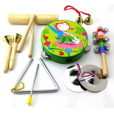 China Educational Kids Musical Instrument Learning Toy 8PCS Percussion Set Preschool Wooden Musical Instruments Toy for Toddler with Storage Bag for sale