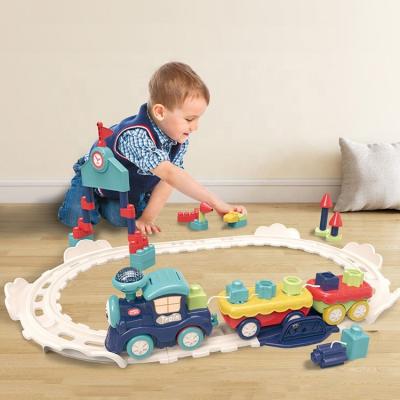 China DIY Train Assembly Toy Track Toys Educational 3D Puzzles Assembling Blocks Slot Toy Railway Tracks Set Model Train Toy For Kids for sale