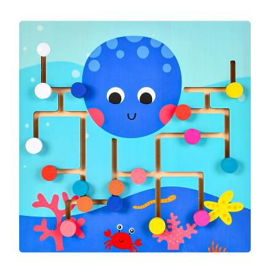 China Thinking Exercise Maze Toy Montessori Maze Kids Wooden Puzzle Game Magnetic Eye-Hand Coordination Game Maze Board With 30 Challenge Cards for sale