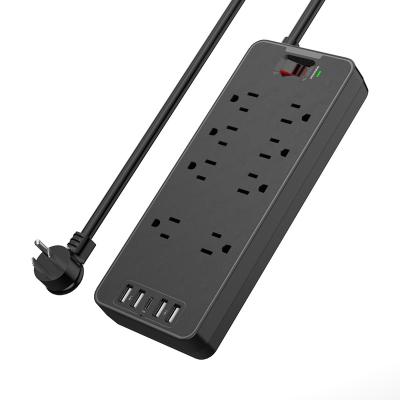 China SL-808S Power Strip Surge Protector 8 Residential / General Purpose AC Outlet 1875w / 15A 1400Joules & 5 USB Quick Charge Ports 6Ft Extension Cord for sale