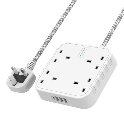 China Newest Residential / General Purpose Extension Socket 4 Outlet Power Strip With USB And Type C Extension Cord for sale