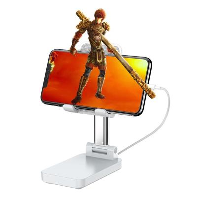 China 9.7 Inch Max Flexible Mobile Phone Stand Holder Mini Folding Phone Desk Stand With 5000mah Powerbank for sale